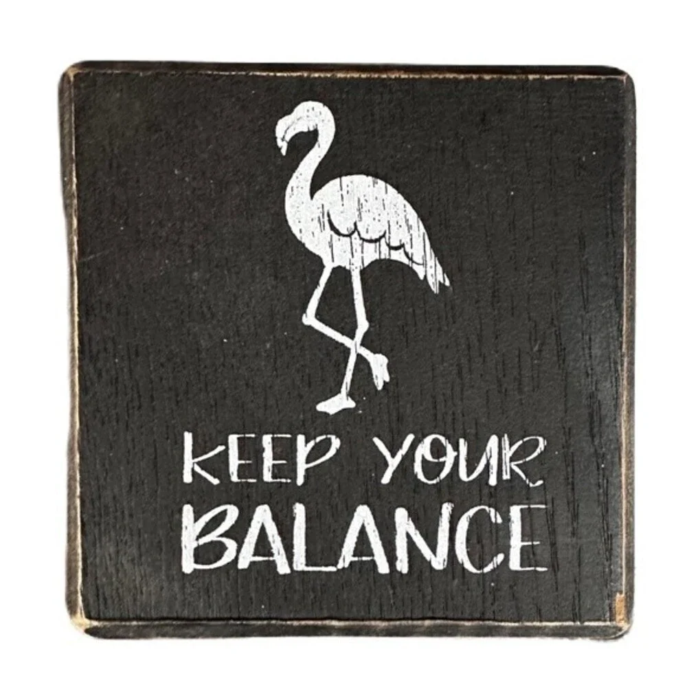 Rustic Wooden Inspirational Fun Saying‎ Block Desk Home Decor Sign